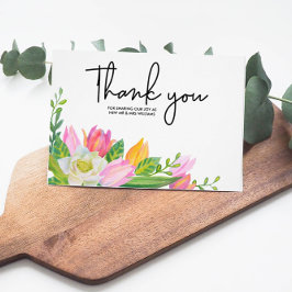 Cartão de Agradecimento de Foto de Casamento Flora