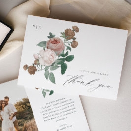 Cartão de agradecimento de foto de casamento flora