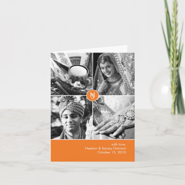 Cartão de Agradecimento de Foto de Casamento India (Frente)