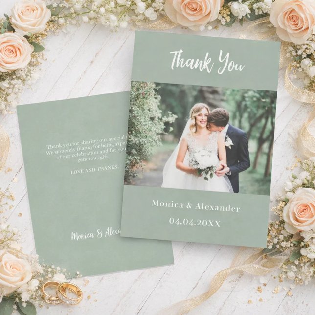 Cartão de agradecimento de foto de casamento moder (Criador carregado)