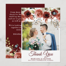 Cartão de Agradecimento de Foto de Casamento Outon