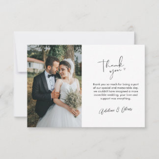 Cartão de Agradecimento de Foto de Casamento Perso