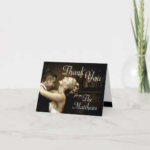 Cartão de Agradecimento de Foto de Casamento Perso