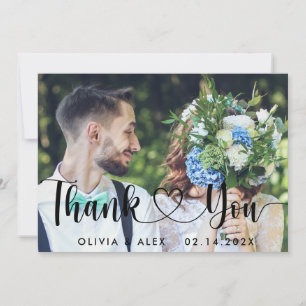 Cartão de agradecimento de foto de casamento simpl