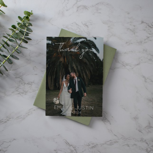Cartão de Agradecimento de Foto de Casamento Simpl (Criador carregado)