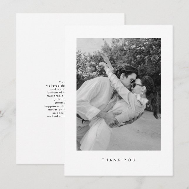Cartão de Agradecimento de Foto de Casamento Simpl (Frente/Verso)