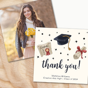 Cartão de Agradecimento de Foto de Diploma de Grad