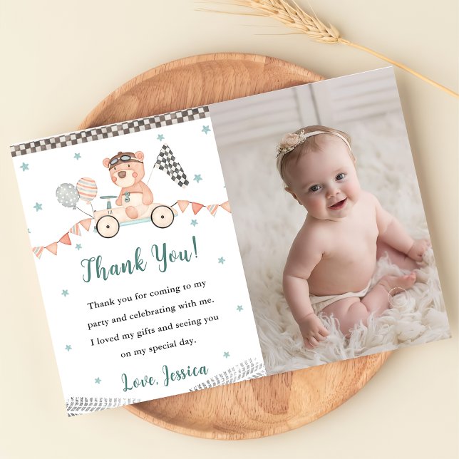 Cartão de agradecimento de foto de festa de aniver (Criador carregado)