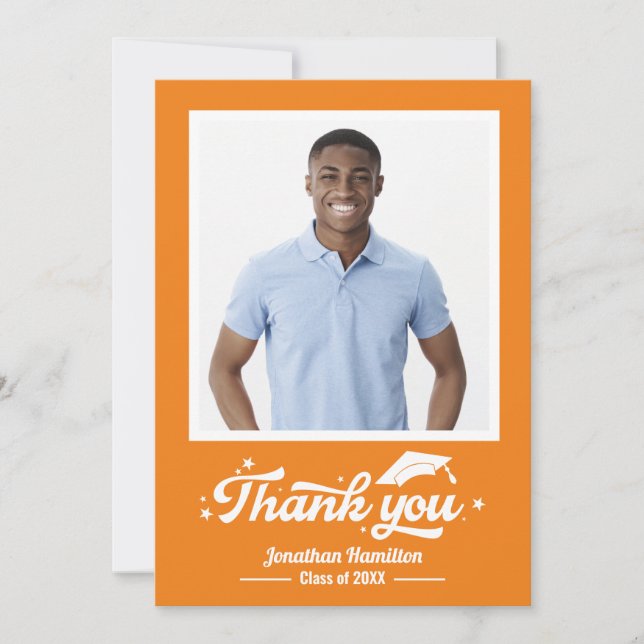 Cartão de Agradecimento de Foto de Formatura Laran (Frente)