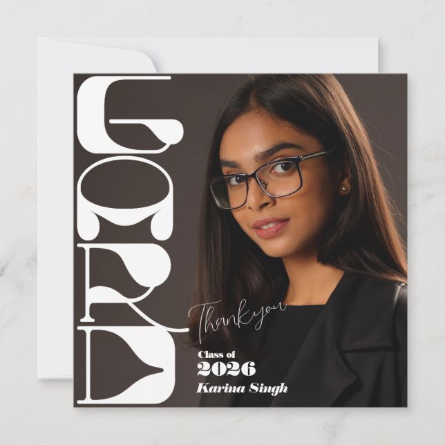 Cartão de Agradecimento de Foto de Formatura – Mod (Frente)
