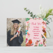 Cartão de Agradecimento de Foto de Formatura Trend