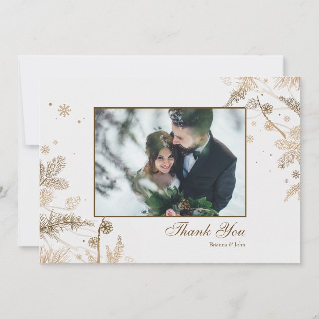 Cartão de agradecimento de foto de galhos de inver (Frente)