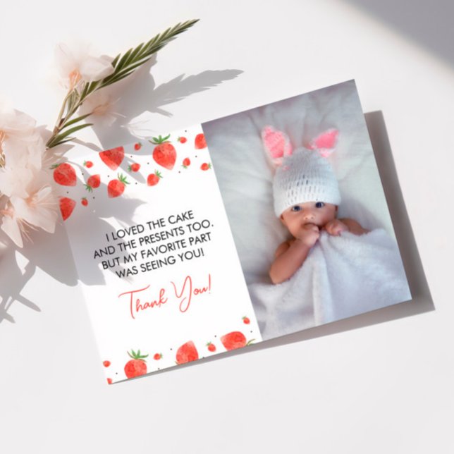 Cartão de Agradecimento de Foto de Primeiro Aniver (Criador carregado)