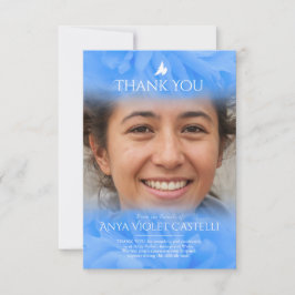 Cartão de agradecimento de foto de rosa macia azul