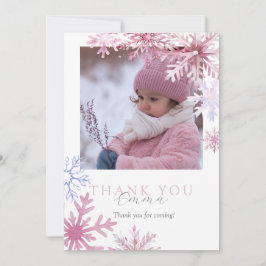 Cartão de agradecimento de foto do Pink Winter Won