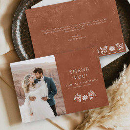 Cartão de agradecimento de foto em terracota rústi