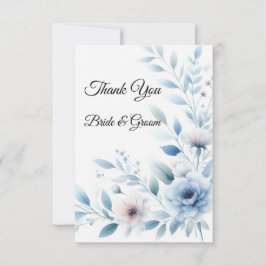 Cartão de Agradecimento de Foto Floral Azul Elegan