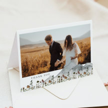 Cartão de Agradecimento de Foto Floral Boho Montan