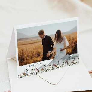 Cartão de Agradecimento de Foto Floral Boho Montan