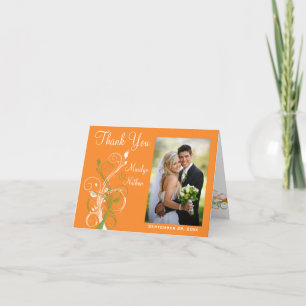 Cartão de Agradecimento de Foto Floral Laranja Ver