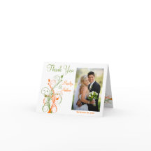 Cartão de agradecimento de foto floral laranja ver