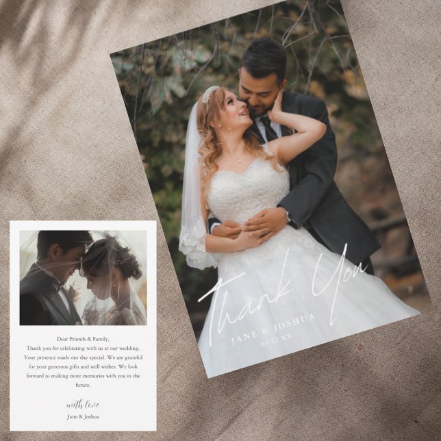 Cartão de Agradecimento de Fotografia de Casamento (Criador carregado)