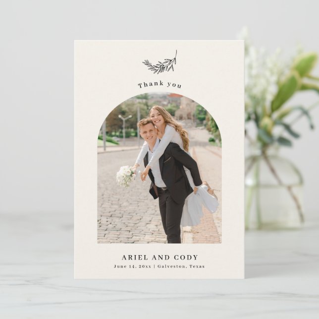 Cartão de Agradecimento de Fotografia de Casamento (Em pé/Frente)