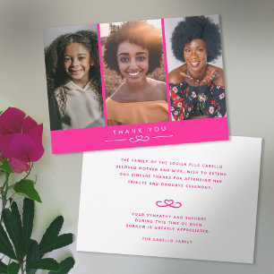 Cartão de agradecimento de fotos cor-de-rosa funer