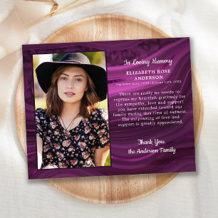 Cartão de Agradecimento de Funeral de Mármore Roxo