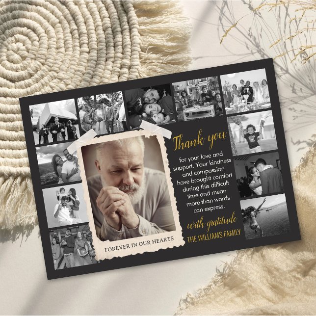 Cartão de Agradecimento de Funeral Personalizado,  (Custom Funeral Favor Card, Photo Collage Memorial Thank You Card)