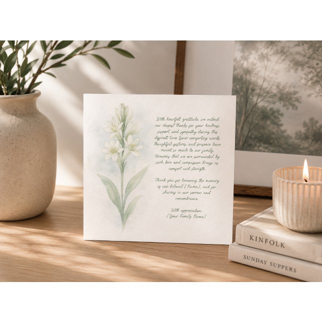 Cartão de Agradecimento de Funeral Personalizável (Criador carregado)