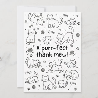 Cartão de Agradecimento de Gato Desenho Minimalist