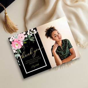 Cartão de Agradecimento de Graduação com Foto Flor