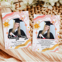 Cartão de Agradecimento de Graduação com Foto Flor