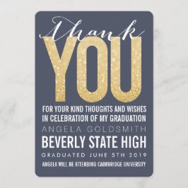 Cartão de Agradecimento de Graduação com Tipografi