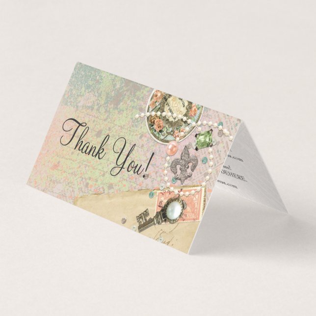 Cartão de Agradecimento de Joias Francesas Shabby  (Frente)