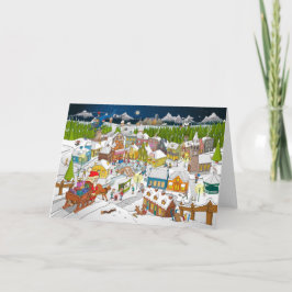 Cartão De Agradecimento De kerstman ariveert in het kerstdorp