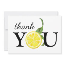 Cartão de agradecimento de limão em aquarela fofa