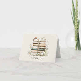 Cartão de Agradecimento de Livros de Flores Silves