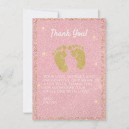 Cartão de Agradecimento de Menina Bebê com Pegada