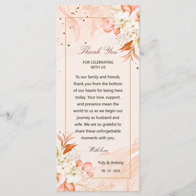 Cartão de Agradecimento de Mesa Celestial Floral L (Frente)