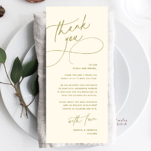 Cartão de Agradecimento de Mesa de Casamento Elega