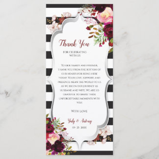 Cartão de Agradecimento de Mesa Floral Borgonha Pr