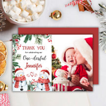 Cartão de Agradecimento de Natal para 1º Aniversár