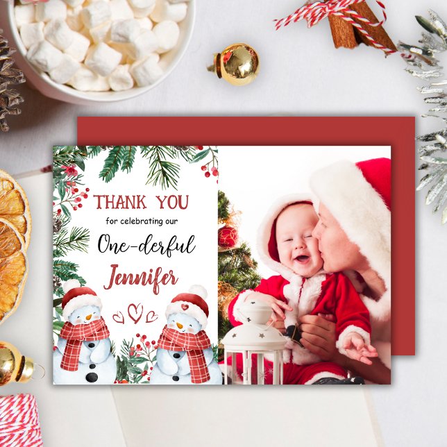 Cartão de Agradecimento de Natal para 1º Aniversár (Criador carregado)