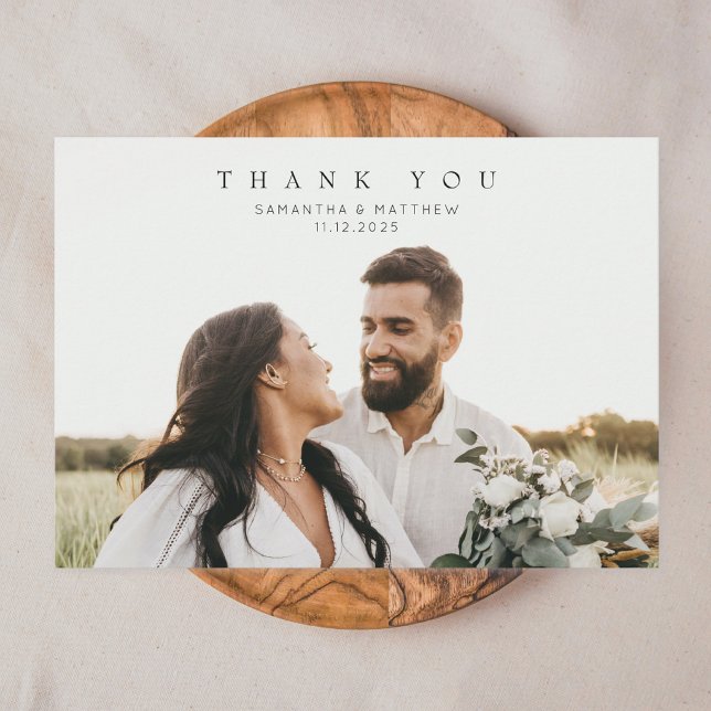 Cartão de Agradecimento de Noivado com Foto Rústic (Modern Rustic Photo Wedding Thank You Card)