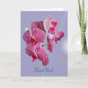 Cartão de agradecimento de orquídeas rosa