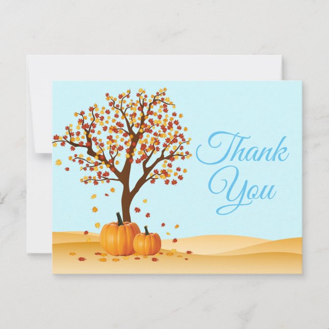 cartão de agradecimento de outono com árvores e ab (Frente)