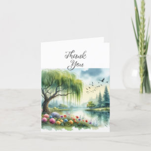 Cartão de Agradecimento de Paisagem em Aquarela