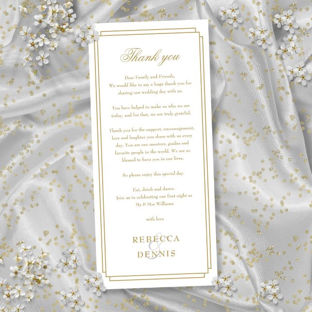 Cartão de Agradecimento de Recepção em Ouro Elegan (Eleagnt Gold Reception Thank You Place Card)